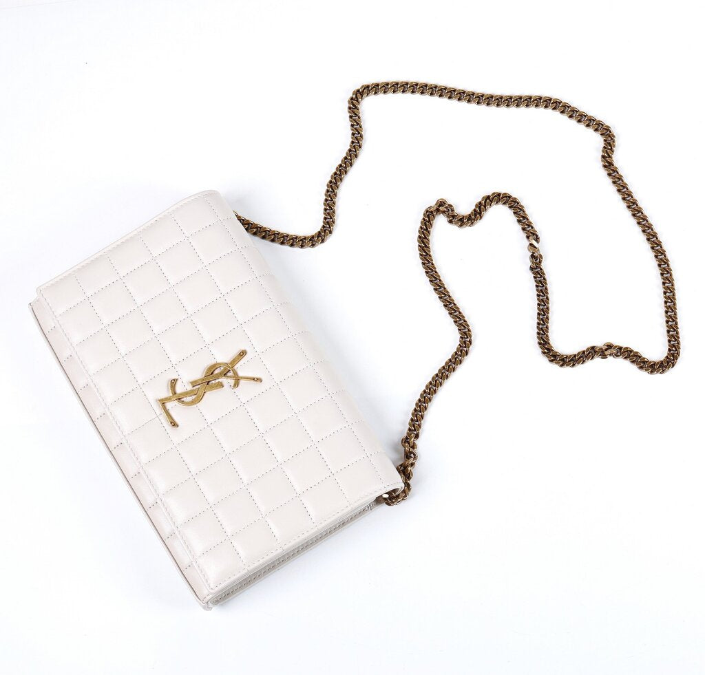 Cream Quilted "Cassandra" Wallet on Chain