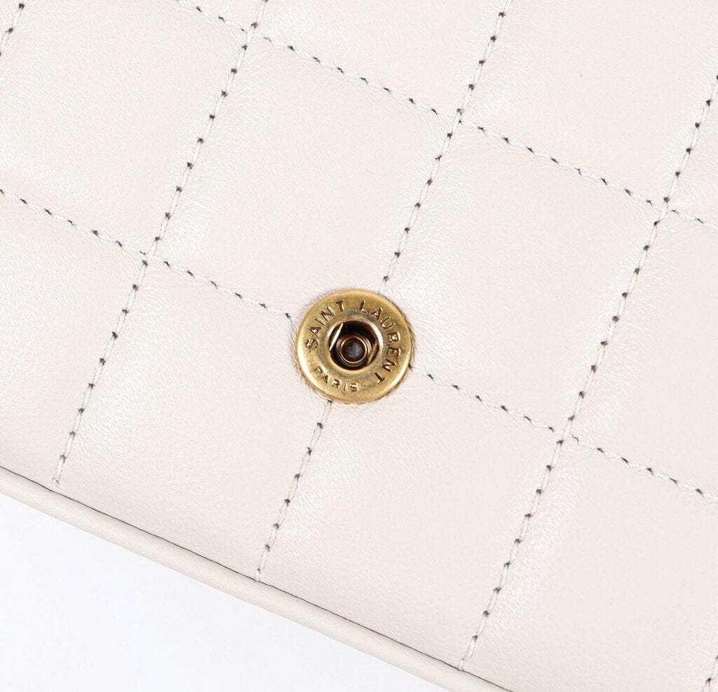 Cream Quilted "Cassandra" Wallet on Chain