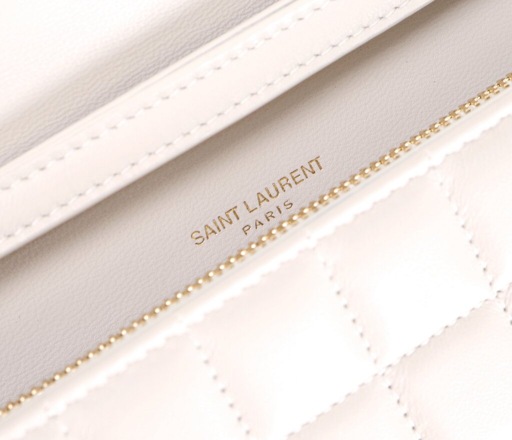 Cream Quilted "Cassandra" Wallet on Chain