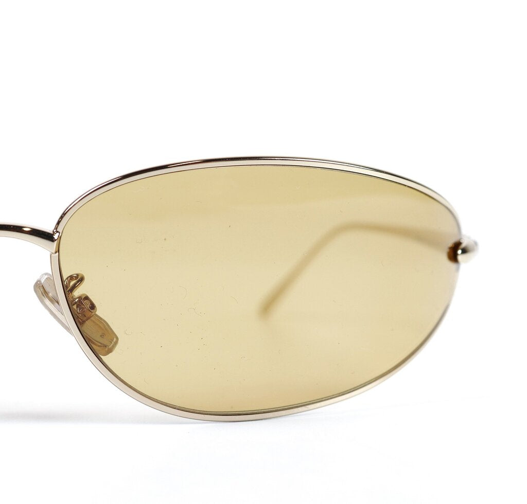 Yellow Lense with Thin Gold Frame Sunglasses