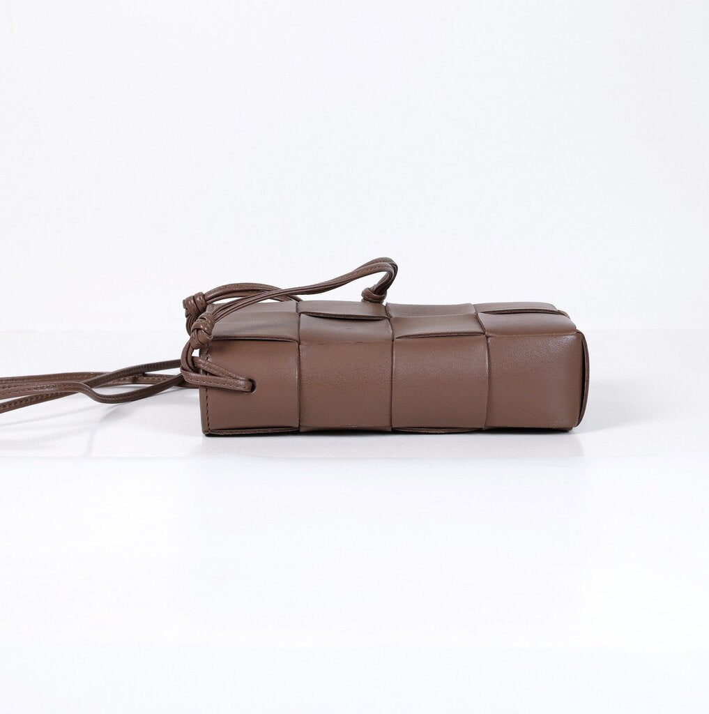 Brown Cassette Leather Crossbody Phone Holder