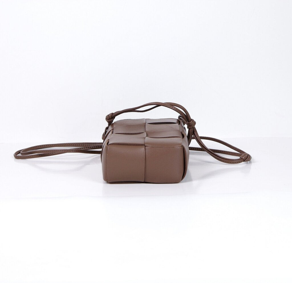 Brown Cassette Leather Crossbody Phone Holder