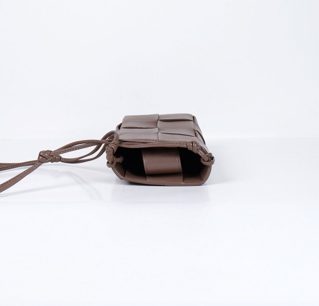 Brown Cassette Leather Crossbody Phone Holder
