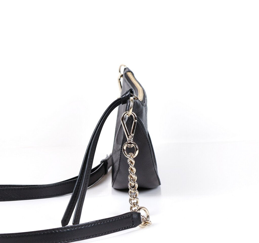 Black Leather Embossed Fanny Pack/Crossbody
