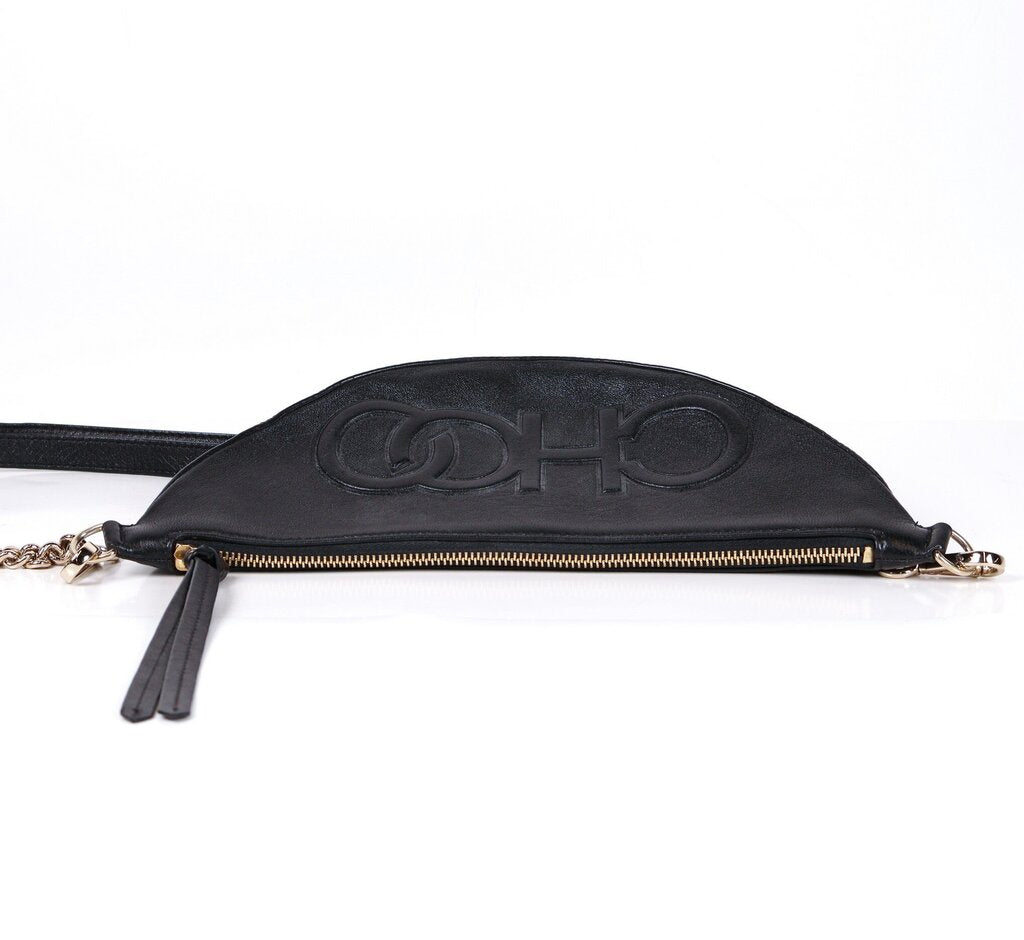 Black Leather Embossed Fanny Pack/Crossbody