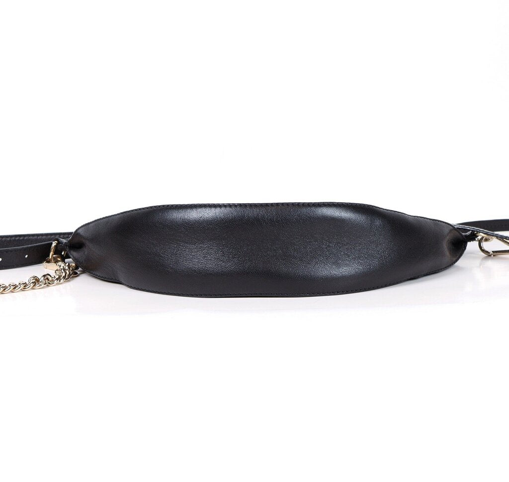 Black Leather Embossed Fanny Pack/Crossbody