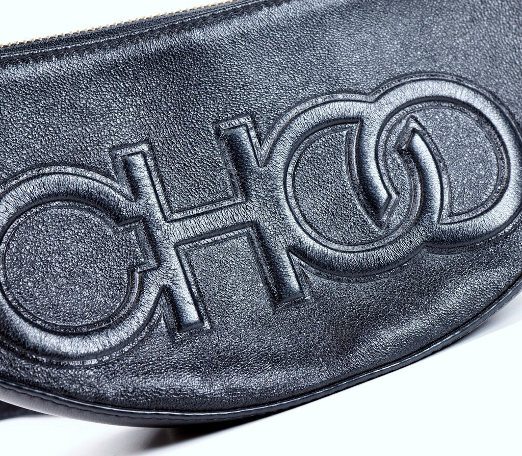 Black Leather Embossed Fanny Pack/Crossbody
