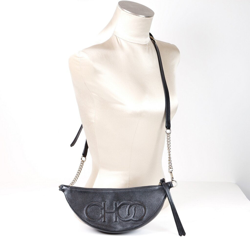 Black Leather Embossed Fanny Pack/Crossbody