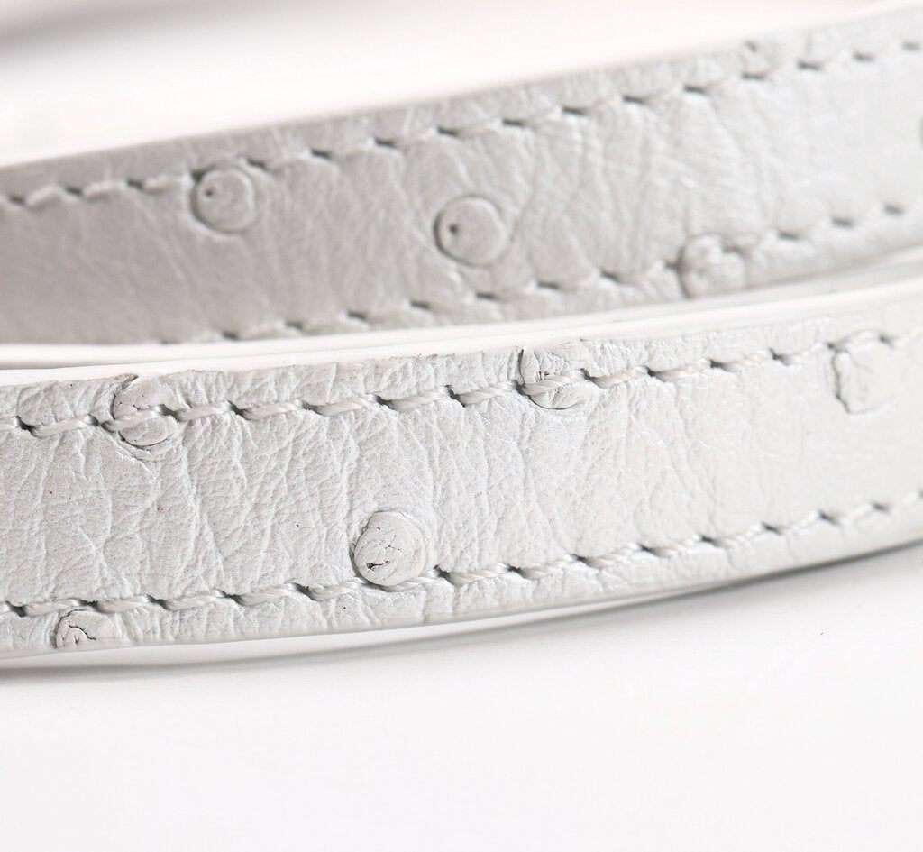 Gold Leather and White Ostrich Mini Capucine