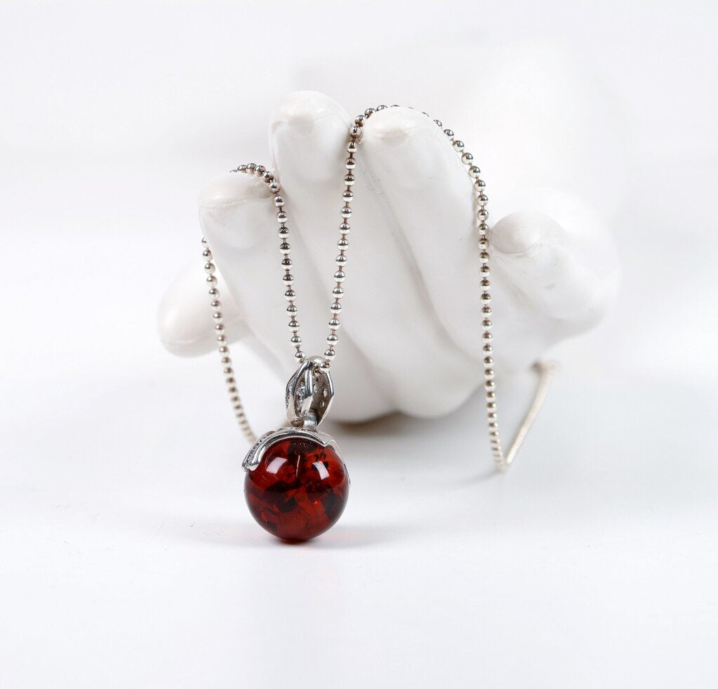Cherry Baltic Amber Pendant Necklace