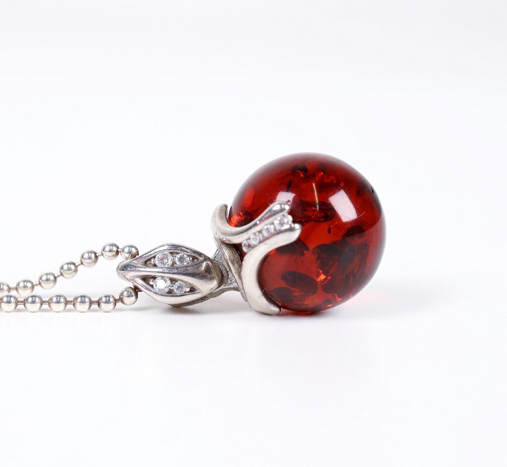 Cherry Baltic Amber Pendant Necklace