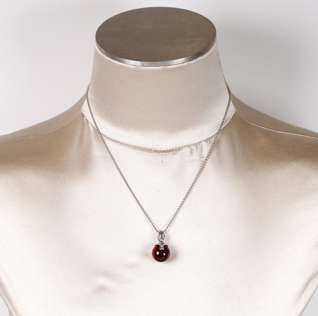 Cherry Baltic Amber Pendant Necklace