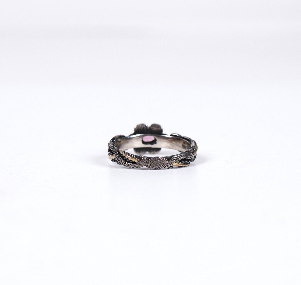 Sterling 18K Gold and Pink Tourmaline ring (5.5)