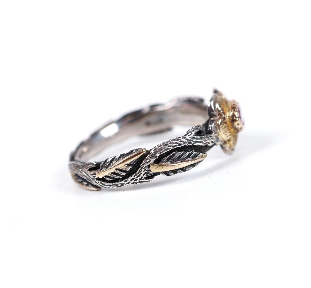 Sterling 18K Gold and Pink Tourmaline ring (5.5)