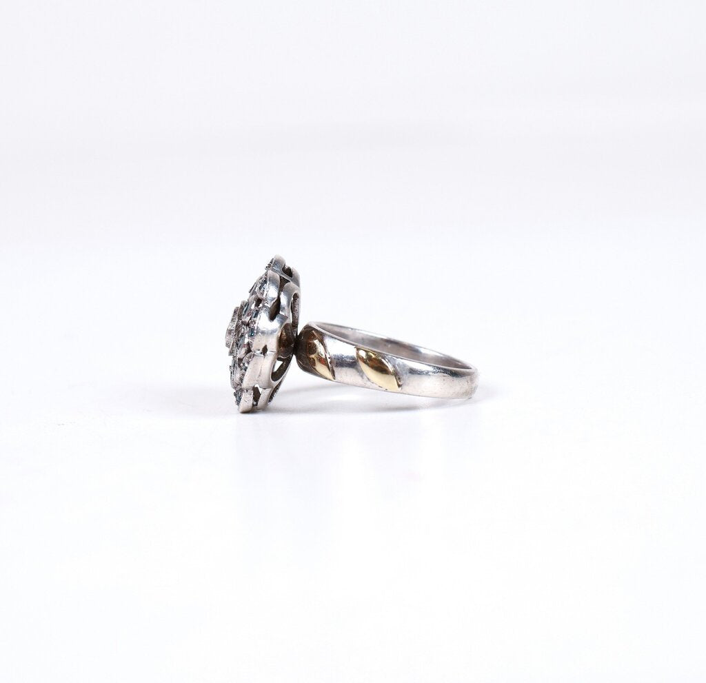 Sterling Polki Diamond and Blue Zircon Ring (7.25)