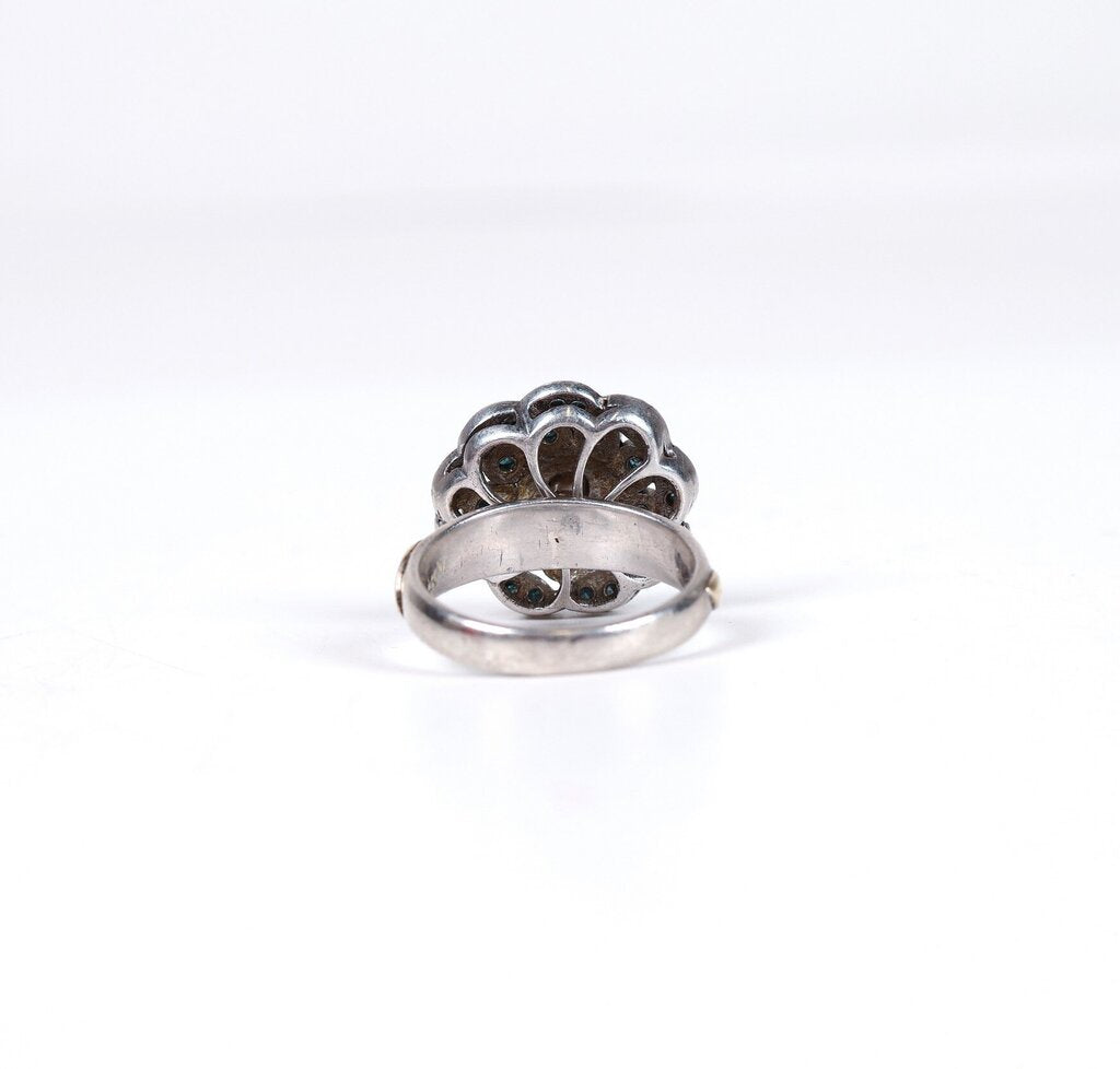 Sterling Polki Diamond and Blue Zircon Ring (7.25)