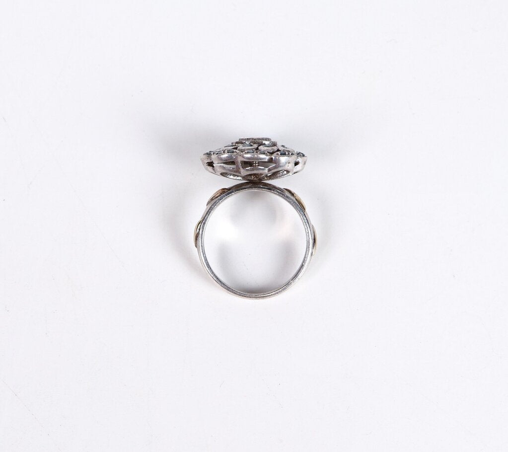 Sterling Polki Diamond and Blue Zircon Ring (7.25)
