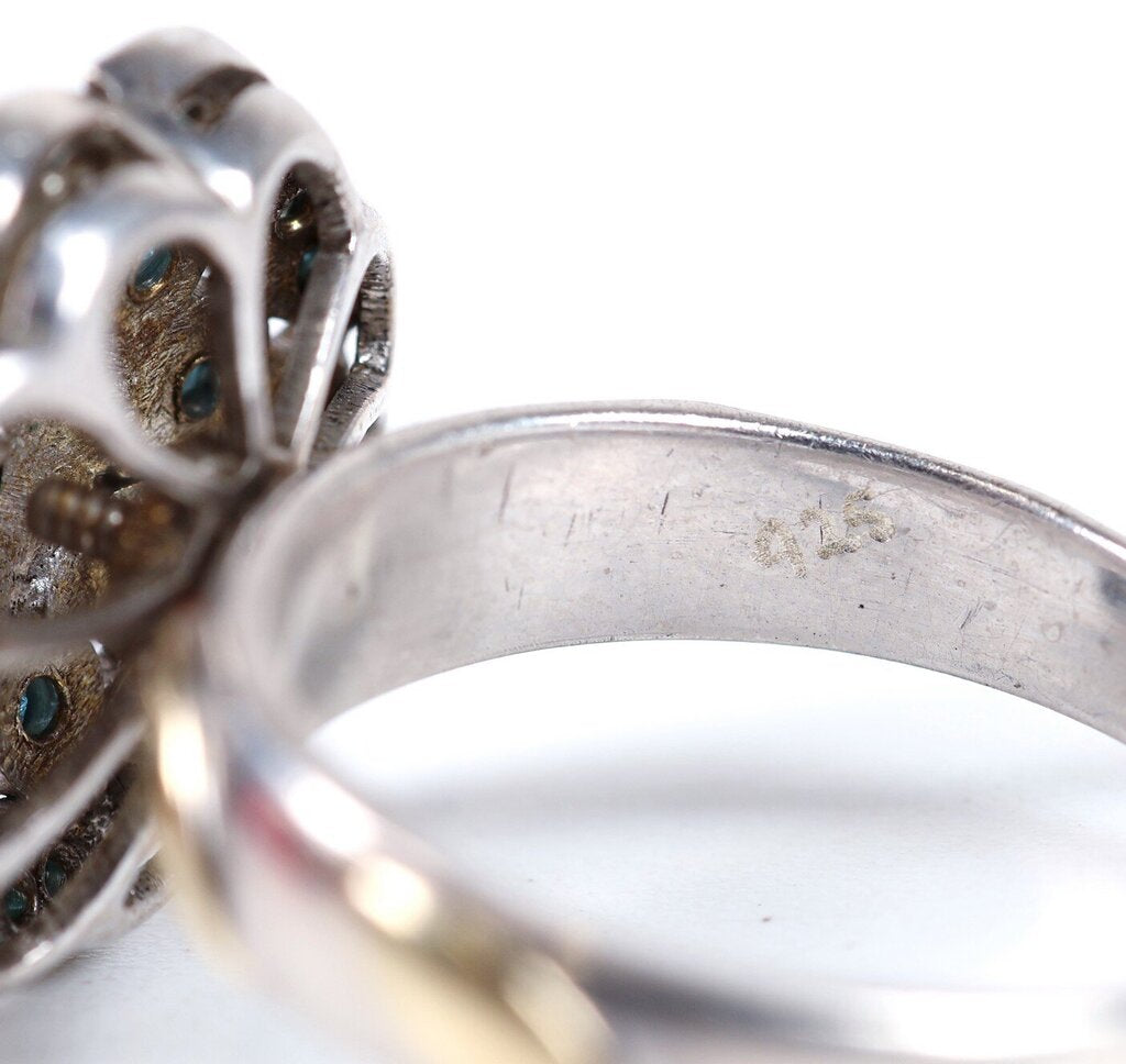 Sterling Polki Diamond and Blue Zircon Ring (7.25)