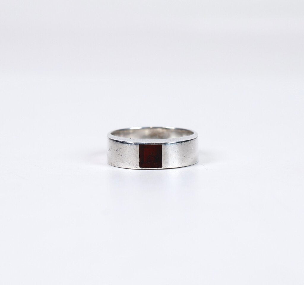 Sterling and Amber Modernist Ring (8)