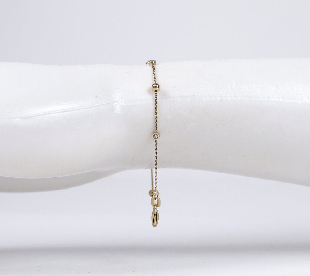 14K Ball and Diamond Station Bracelet