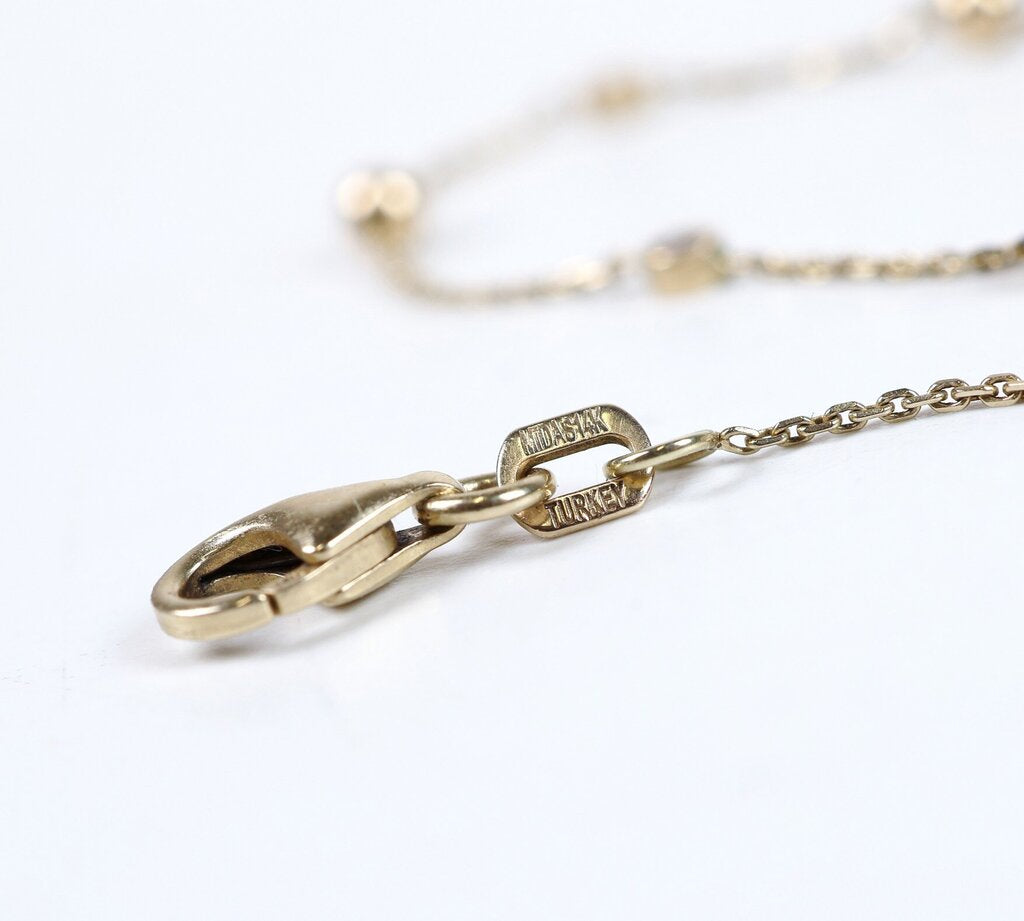 14K Ball and Diamond Station Bracelet