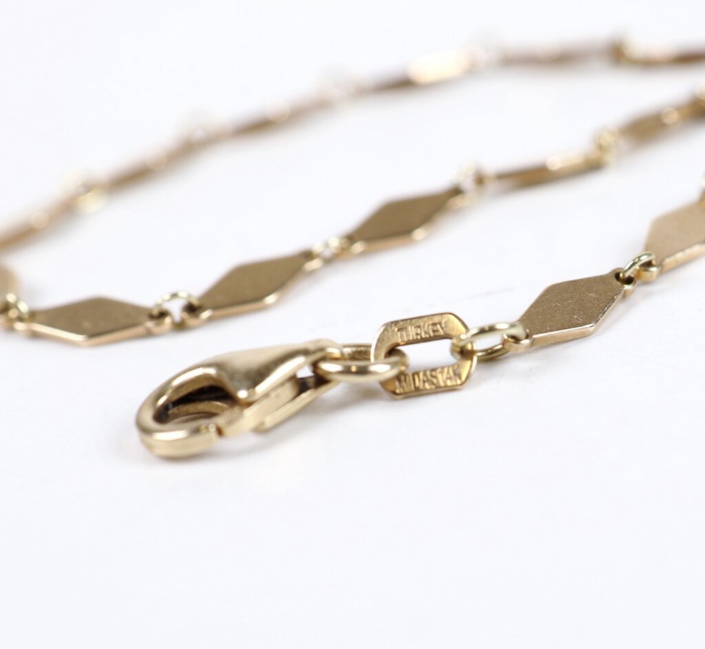 14K Gold Diamond Shaped Links Bracelet