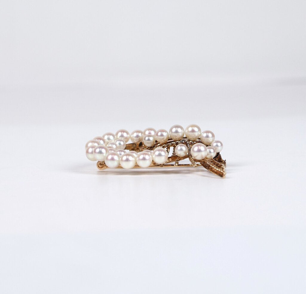 14K Gold and Pearl Brooch
