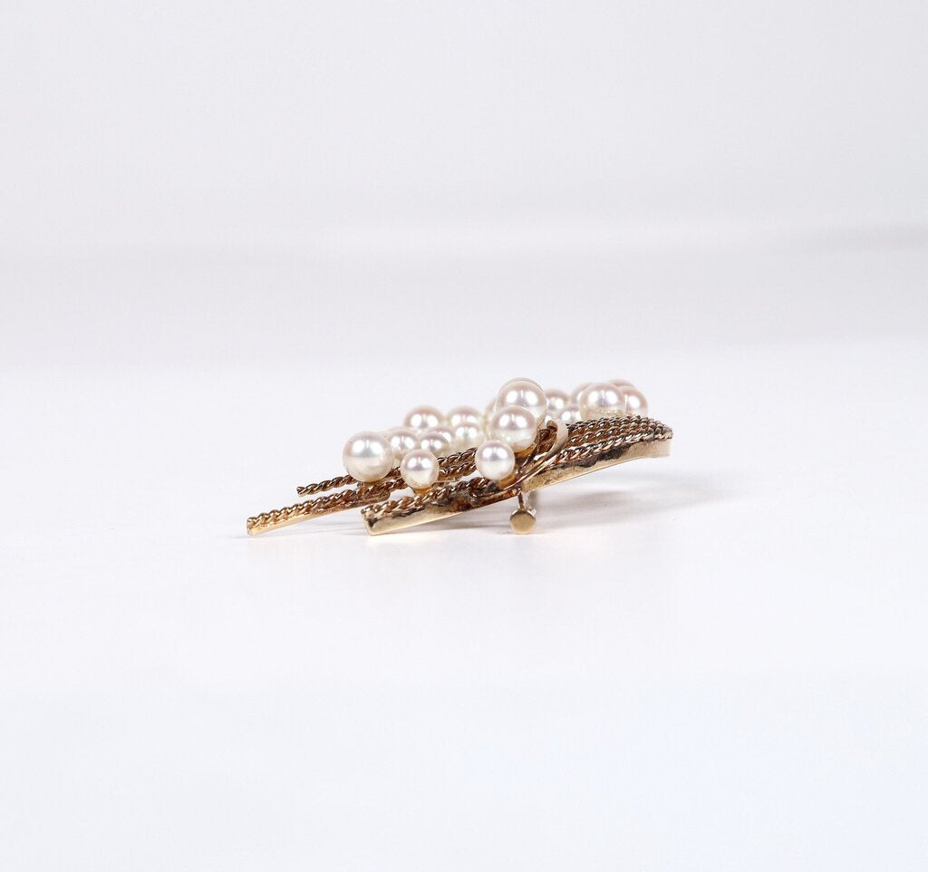 14K Gold and Pearl Brooch