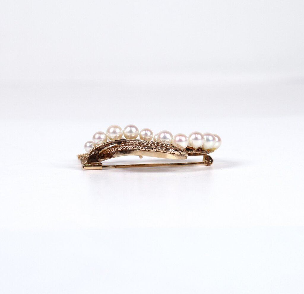 14K Gold and Pearl Brooch