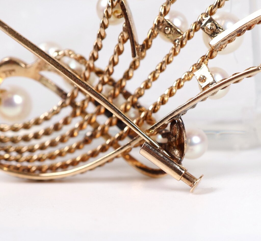 14K Gold and Pearl Brooch