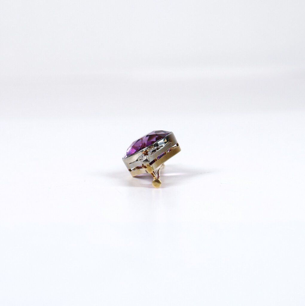 18K/14K Rose Cut Diamonds and Amethyst Pin