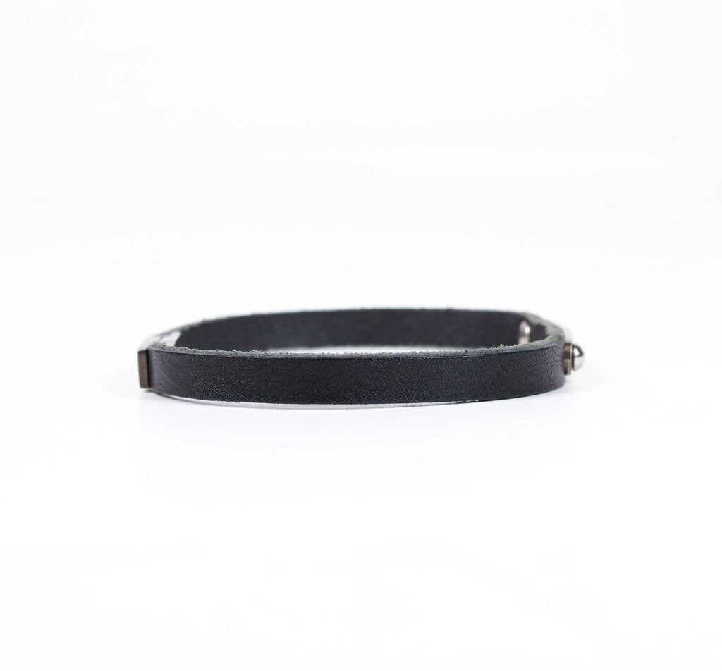 Palladium and Leather Bracelet