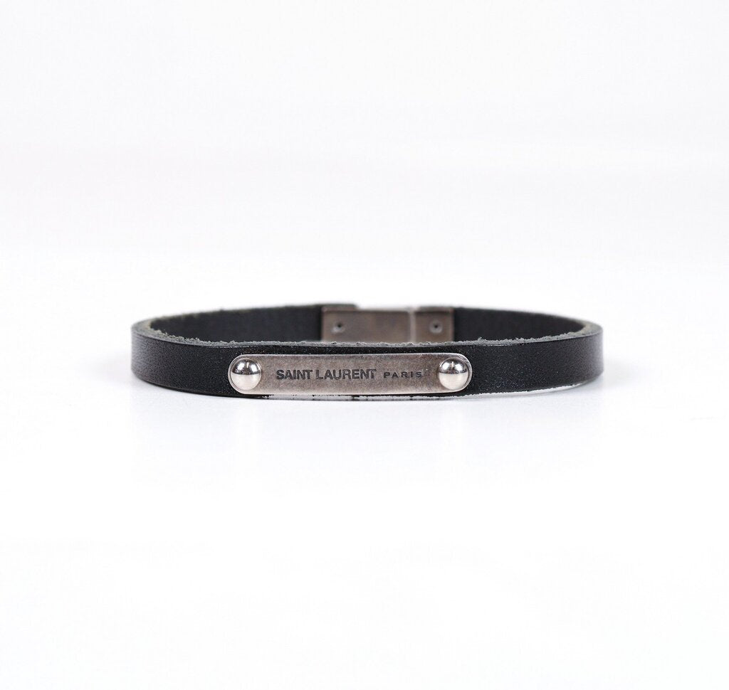Palladium and Leather Bracelet