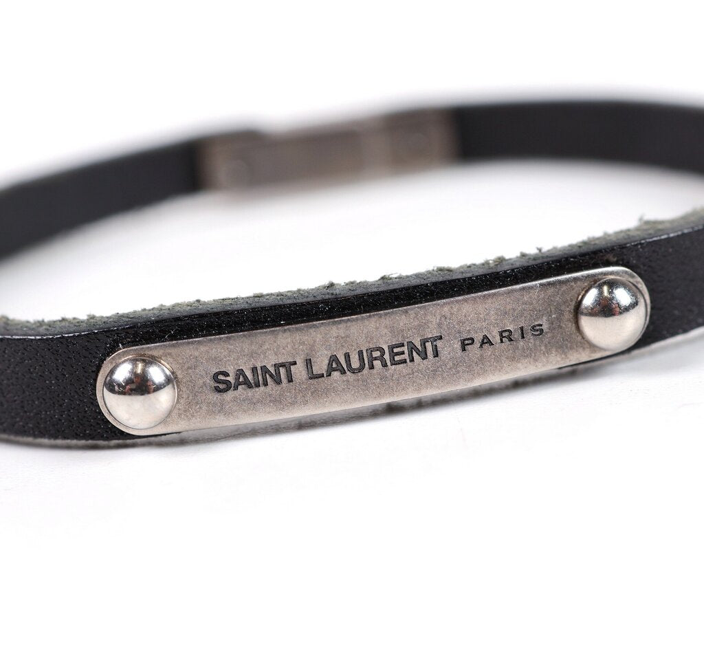 Palladium and Leather Bracelet