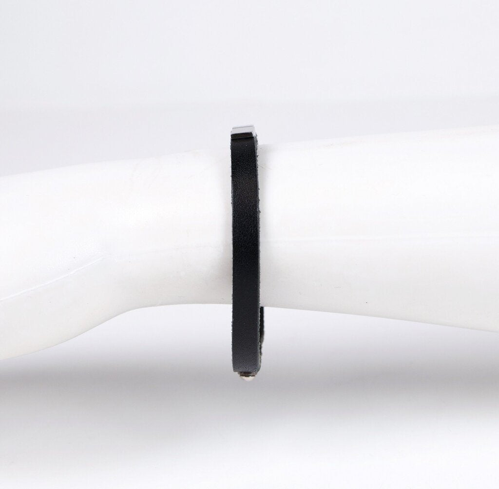 Palladium and Leather Bracelet