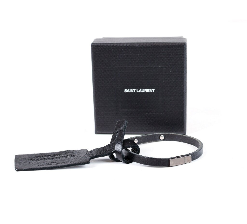 Palladium and Leather Bracelet