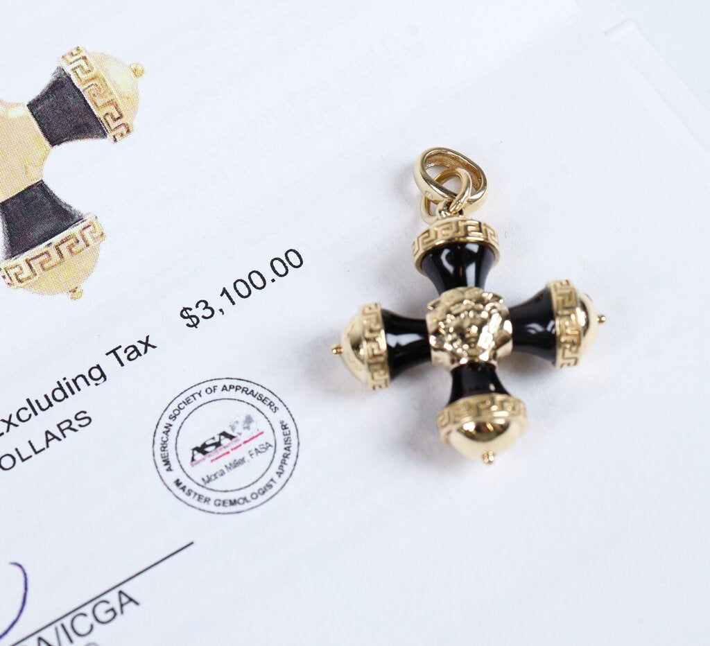 14K and Onyx Cross Pendant (Pendant only)
