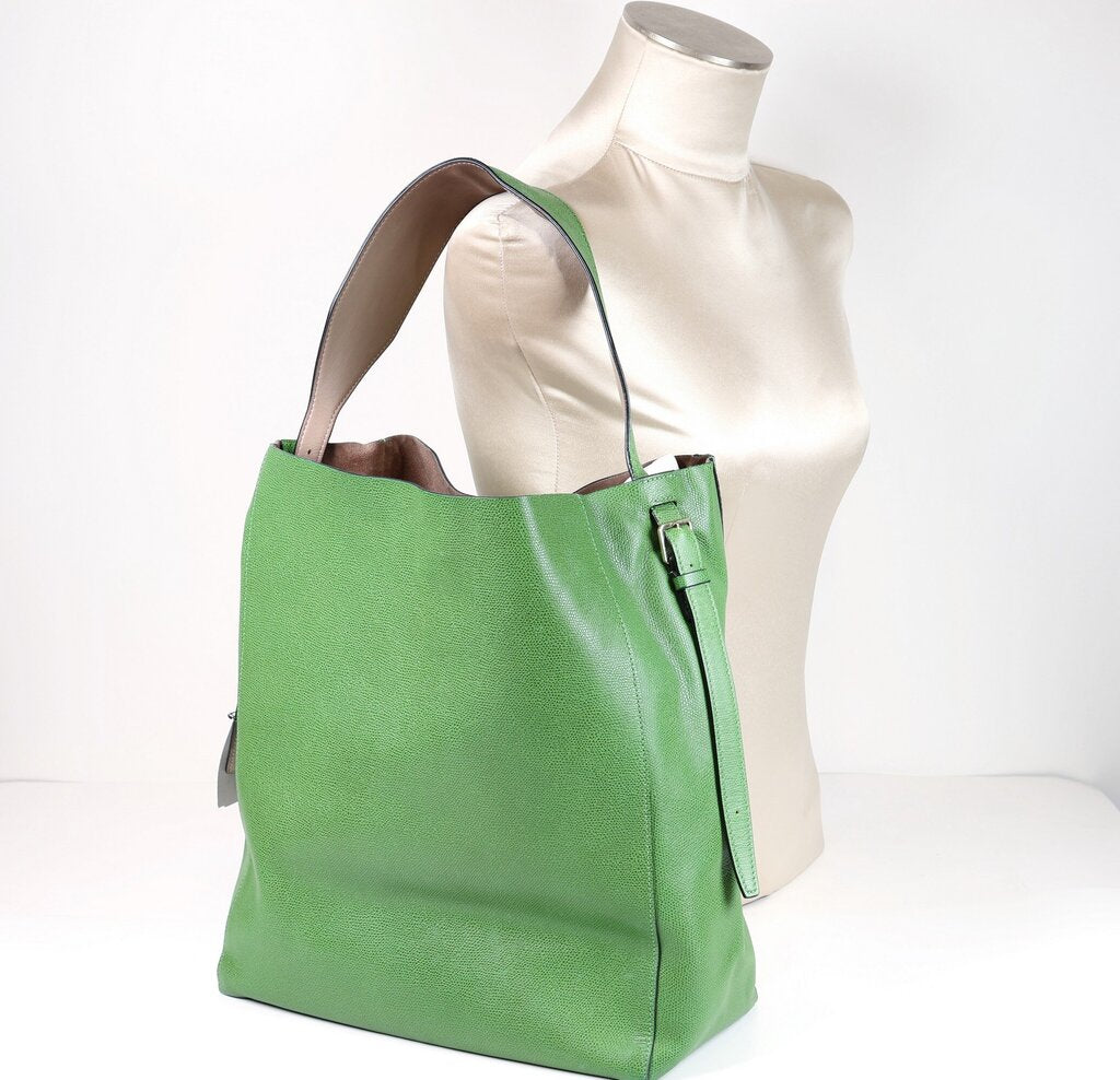 Green Leather Large Tote