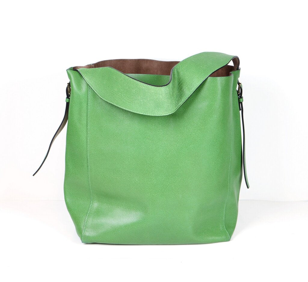 Green Leather Large Tote