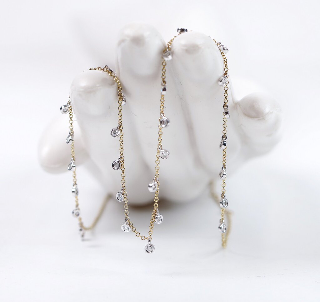 14K and Diamond Bezels Necklace