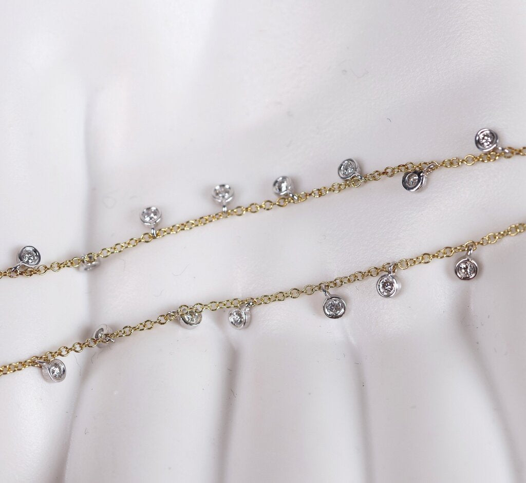 14K and Diamond Bezels Necklace