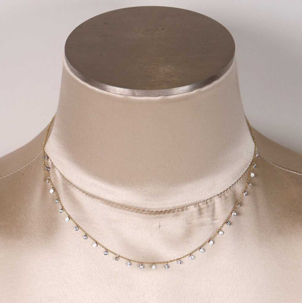 14K and Diamond Bezels Necklace