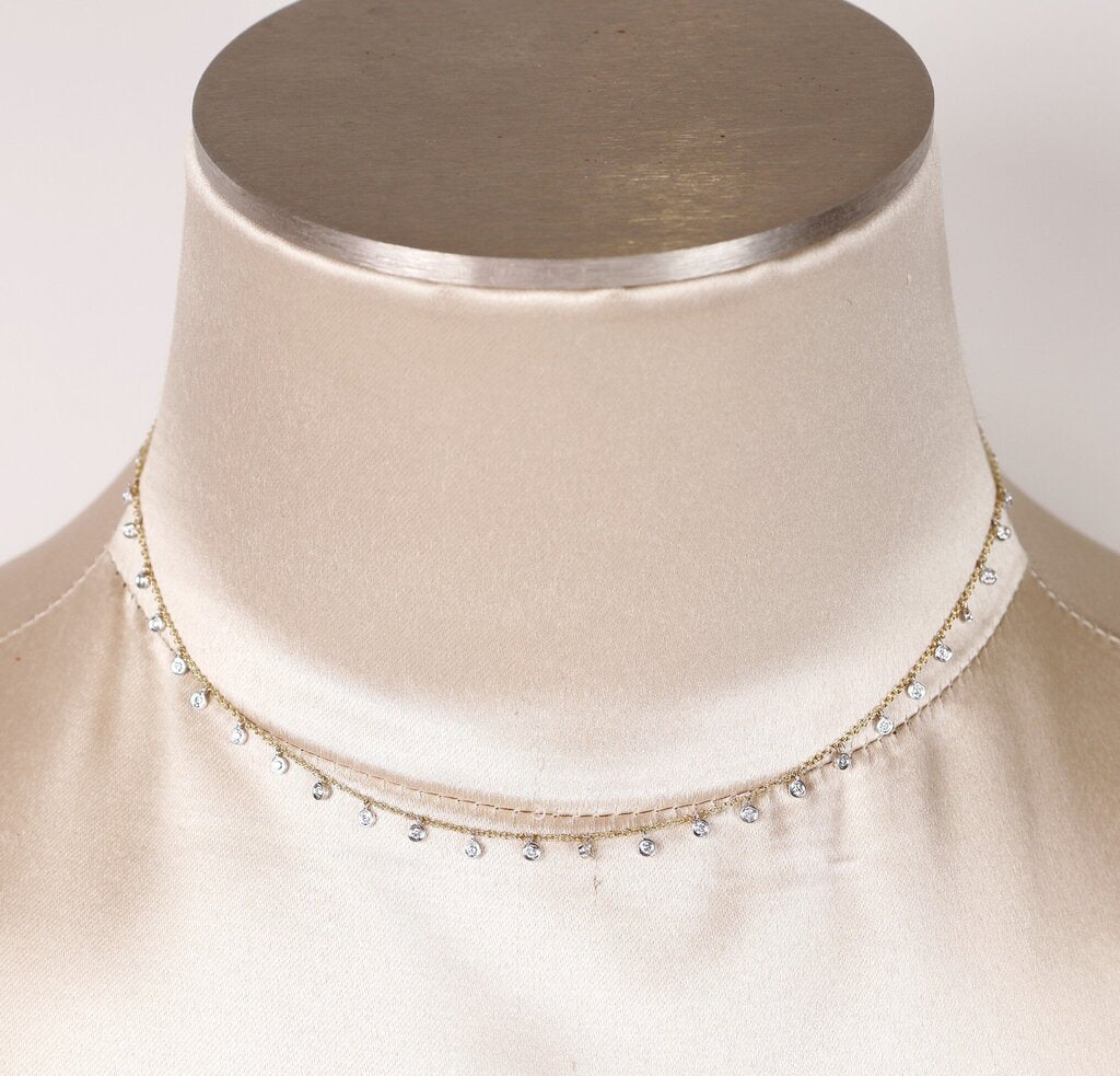 14K and Diamond Bezels Necklace