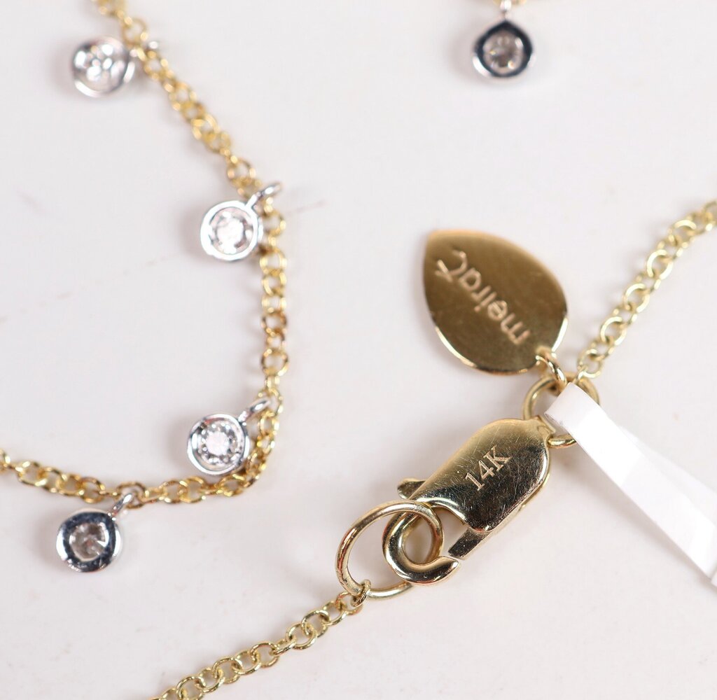 14K and Diamond Bezels Necklace