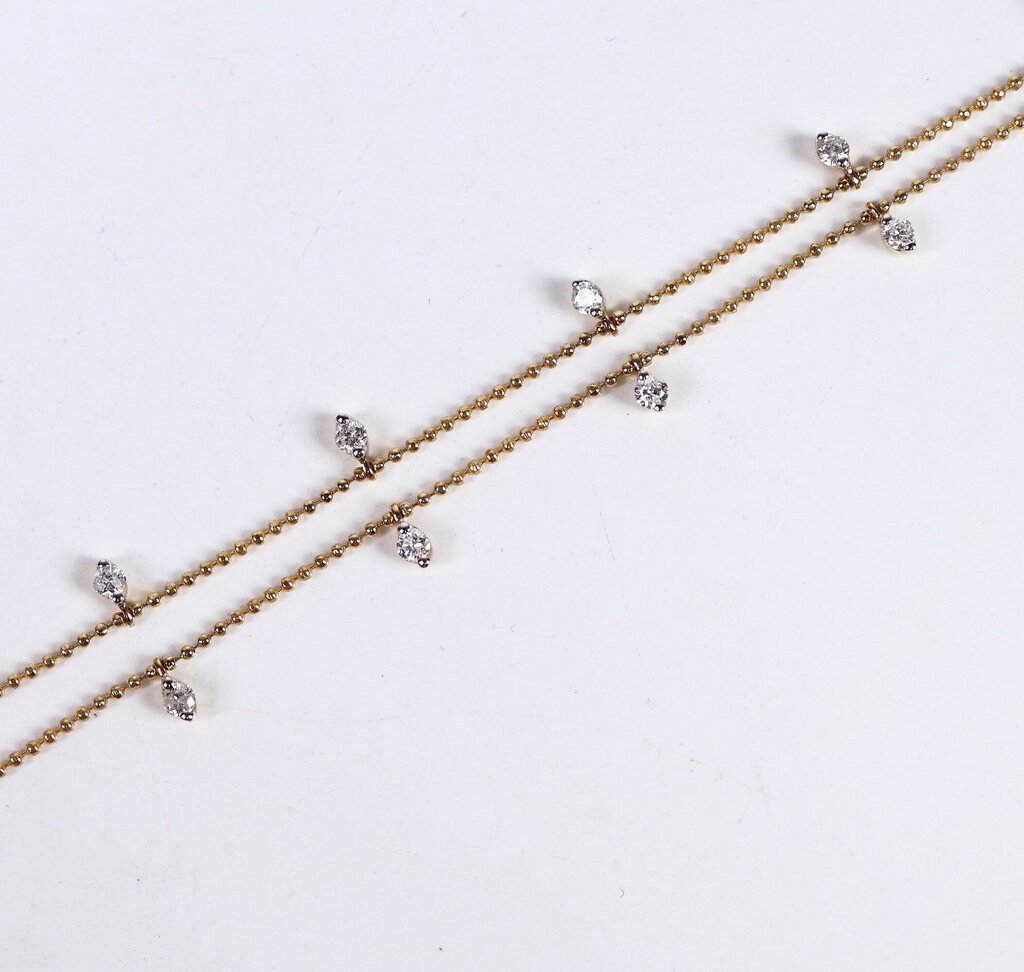 14K Gold and Marquise Diamond Bezel Drops Necklace