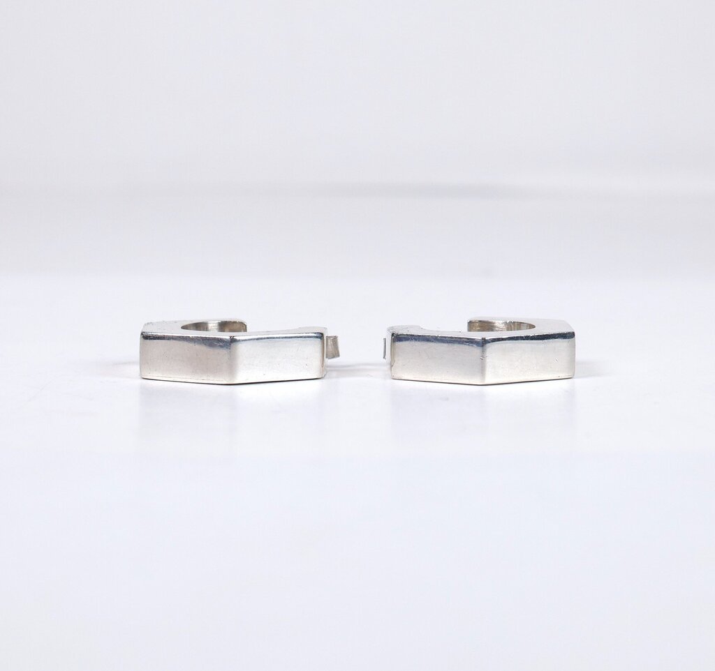 Sterling Hexagonal Hoop Earrings