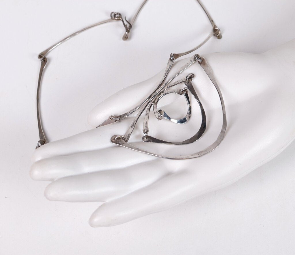 Silver Concentric Collar Necklace