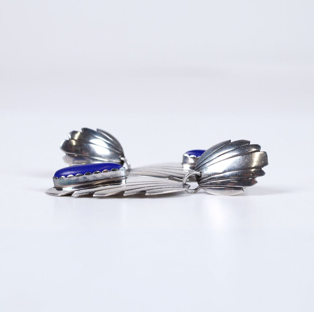 Sterling and Lapis Feather Earrings
