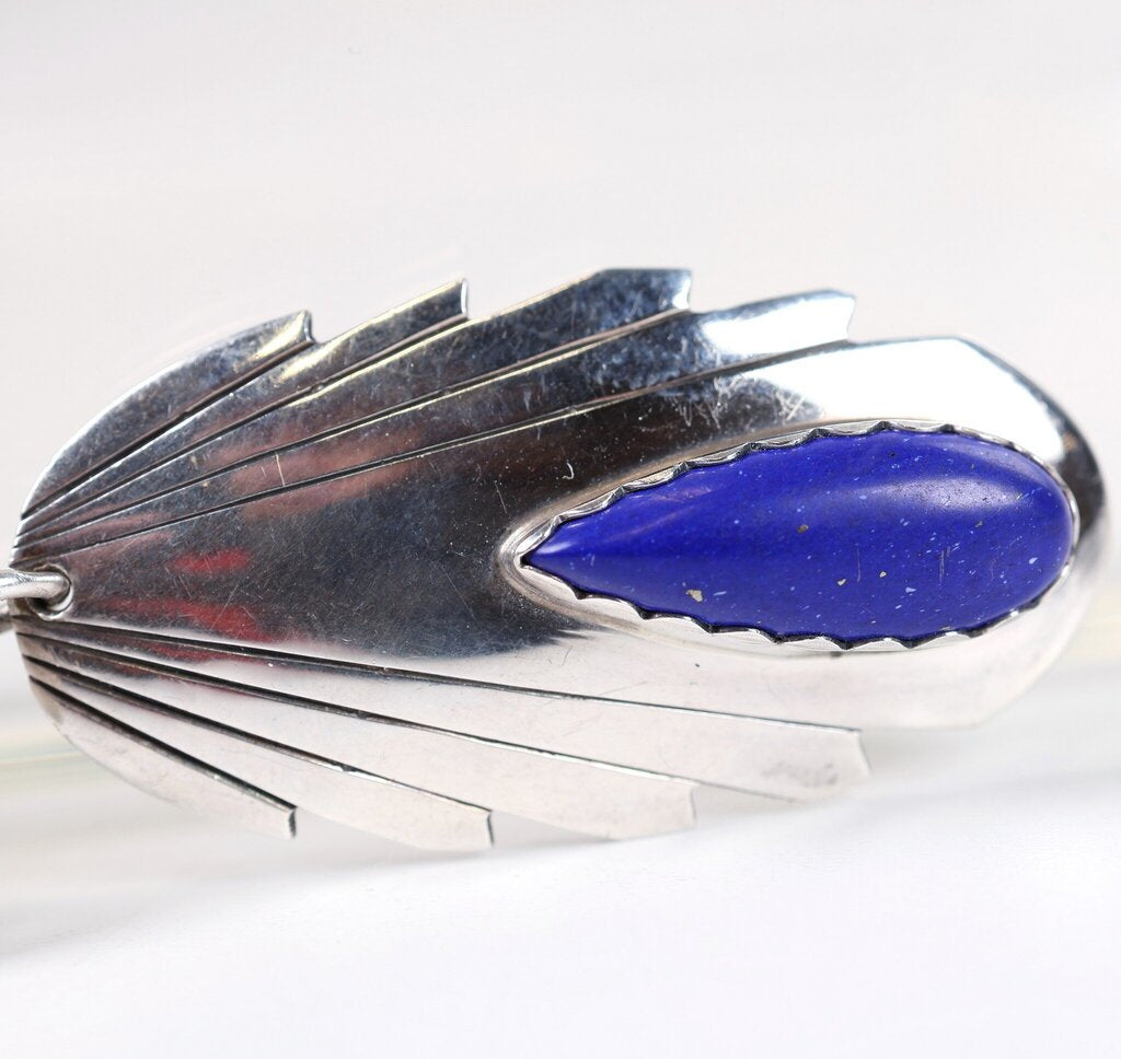 Sterling and Lapis Feather Earrings