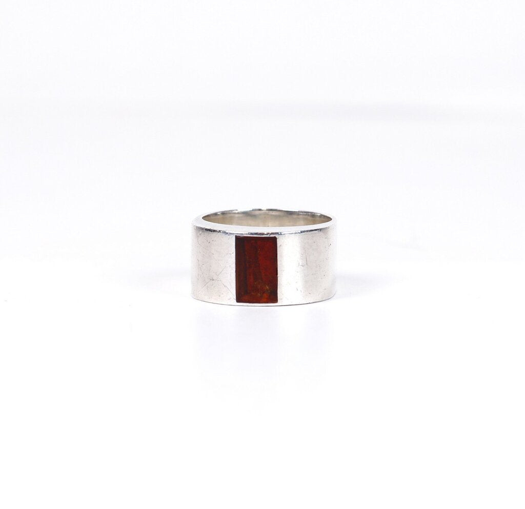 Sterling and Amber Wide Band Ring (7)